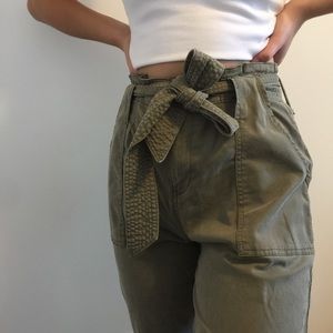 Topshop Green Paperbag Pants
